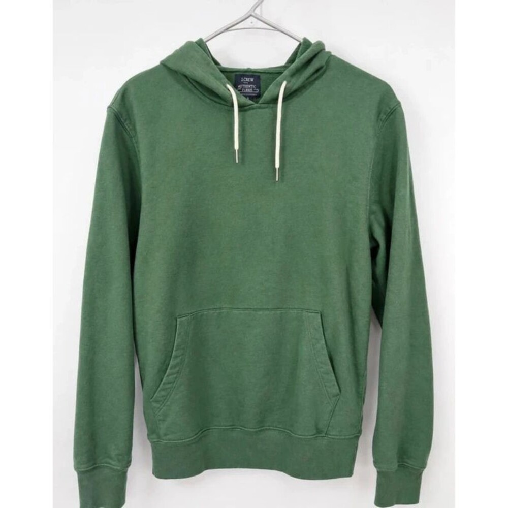 J.Crew Authentic Fleece Green Pullover Hoodie Men’s Small